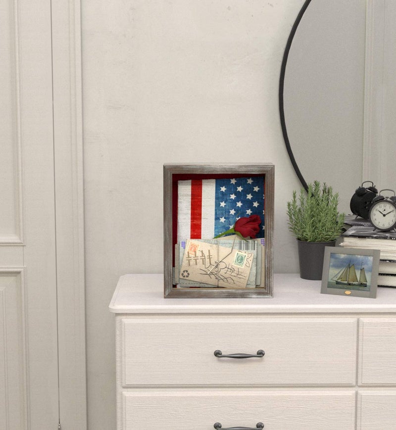 J JACKCUBE DESIGN Shadow Box Display Case 9" x 11" Memory Box Rustic Wood Frame with Linen Back Gifts Keepsakes Storage for Picture Medal Post-Card -MK577B (Small) - Image 5